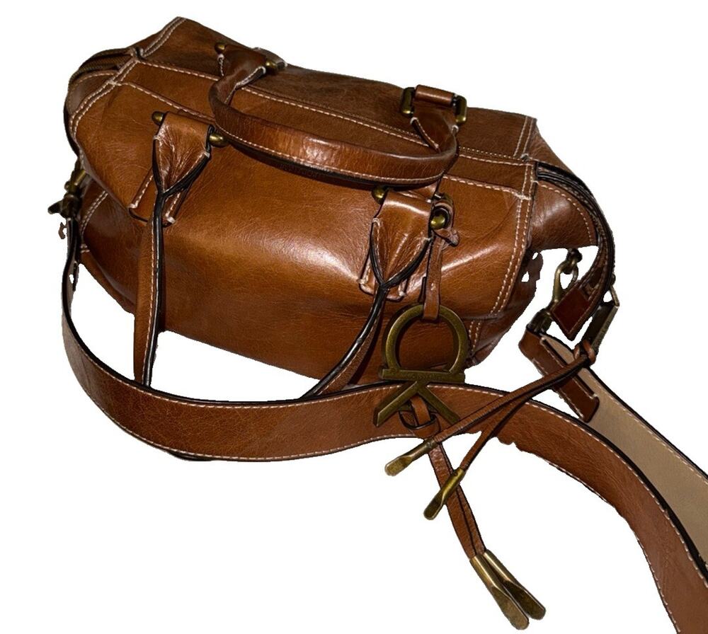Vintage Calvin Klein CK brown leather satchel